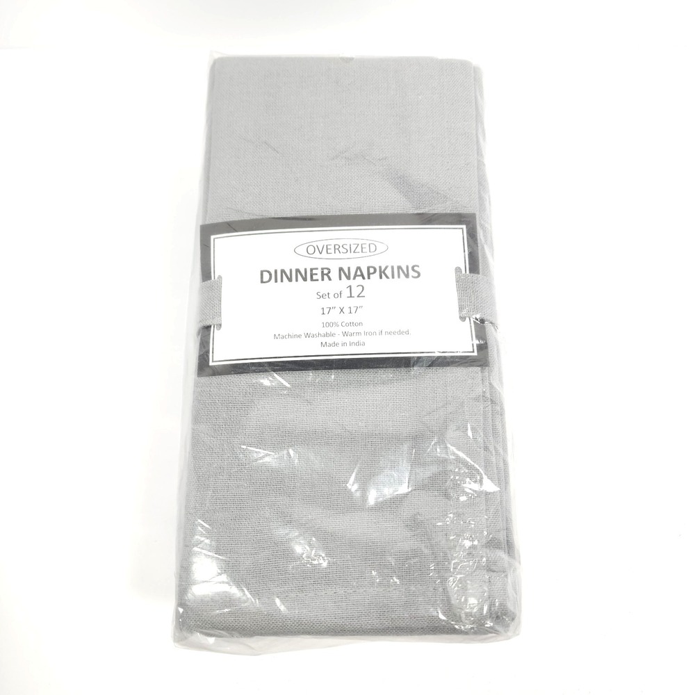 Cotton Clinic Cloth Dinner Napkins Grey Oversized 17"X17" 100% Cotton– qty 12
